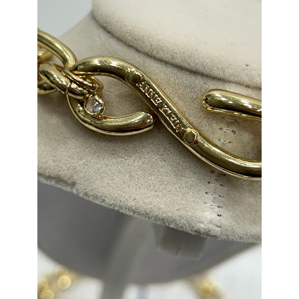 NWT Anne Klein Blue & Gold Tone Chunky Curb Chain Statement Necklace 24"‎ - Picture 7 of 8